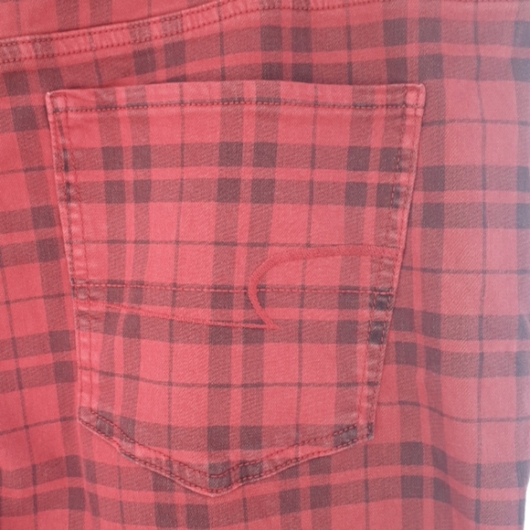 AEO Next Level Stretch High Rise Red Plaid Jeggings - Picture 8 of 13